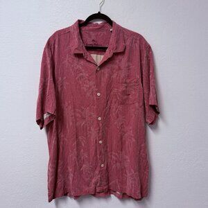 TOMMY BAHAMA SHIRT BUTTON UP 100% SILK VACATION HAWAIIAN PALM TREE MENS XXL